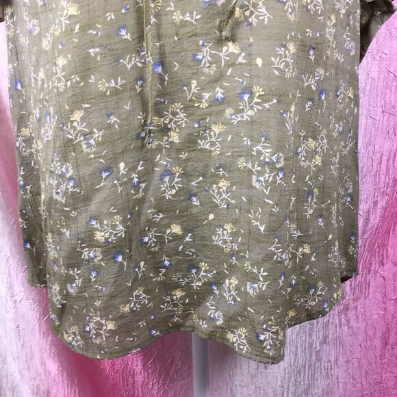 Floral Lightweight Lace Up Neck Blouse Sz PXXL - Picture 4 of 7